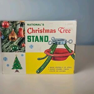 Vintage Metal Christmas Tree Stand With Box Made In USA National's